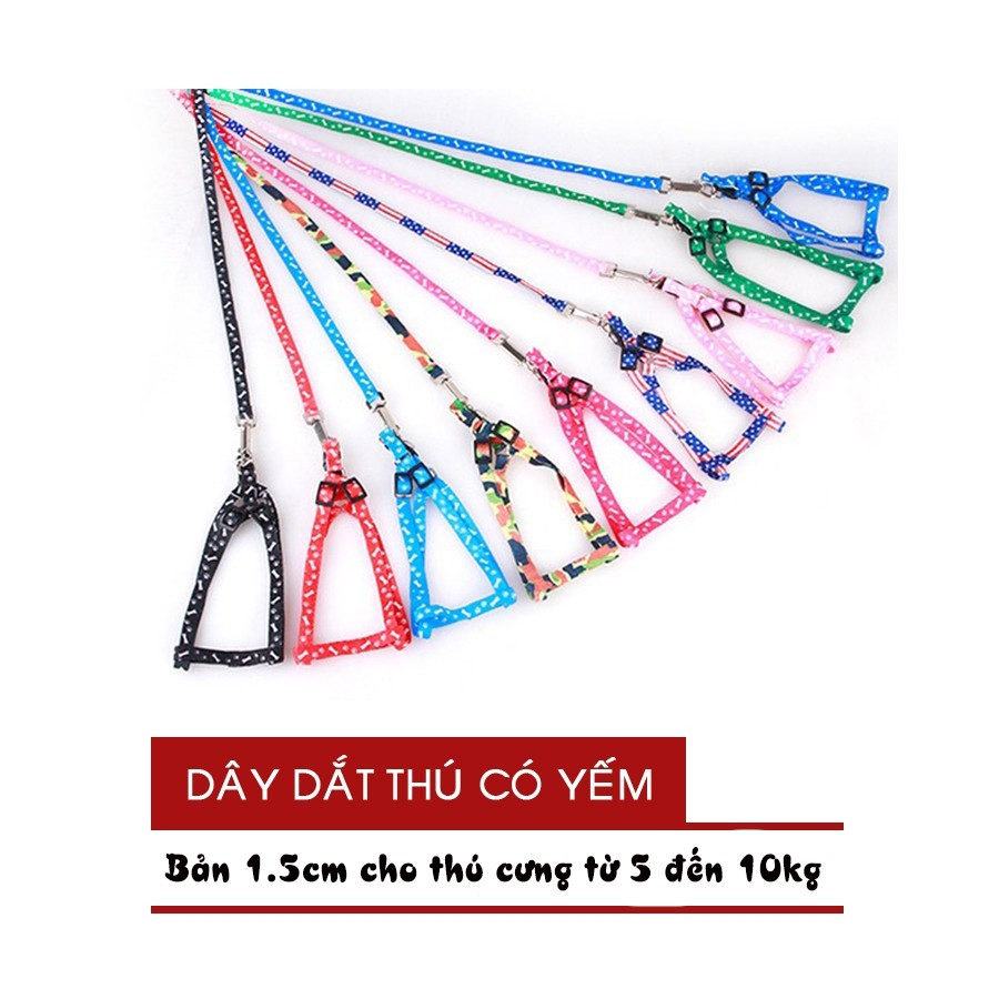 Dây dắt yếm thú cưng cho chó mèo size vừa ( 5kg-12kg)