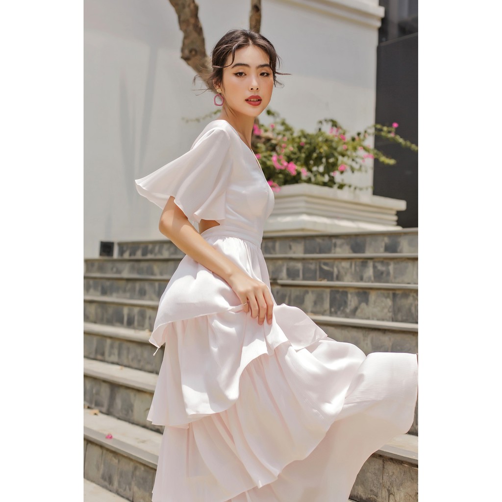 [Mã SKAMSALEP6 giảm 10% tối đa 100K đơn 150K] SÒ VINTAGE - EVA Đầm cổ V tay cánh tiên khoét lưng | BigBuy360 - bigbuy360.vn