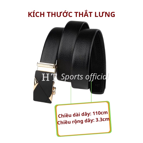 Thắt lưng nam HT Sports chất liệu da cao cấp, dây nịt nam phong cách Hàn Quốc sang trọng khóa tự động bền đẹp