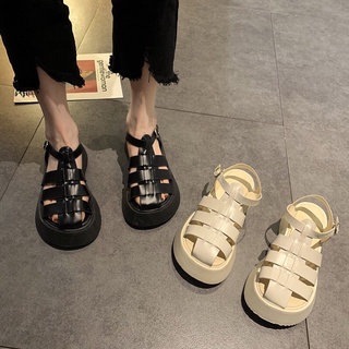 Giày Sandal Nữ đế xuồng Xăng đan rọ mõm phong cách ulzzang đế bằng quai bản to phong cách hàn quốc