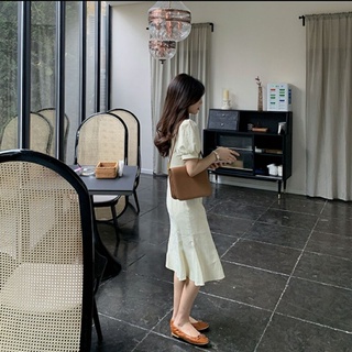 (Ảnh Thật) Đầm Đuôi Cá Tay Phồng Đính Cúc