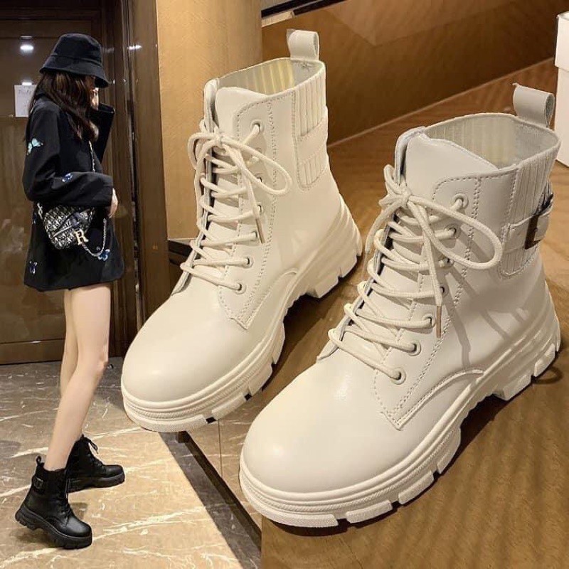 Giày Boot Nữ Da Lộn Phối Chữ Phong Cách Hàn Quốc | BigBuy360 - bigbuy360.vn