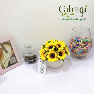 Hoa Giả - Chậu Hướng Dương Tròn Cắm Sẵn