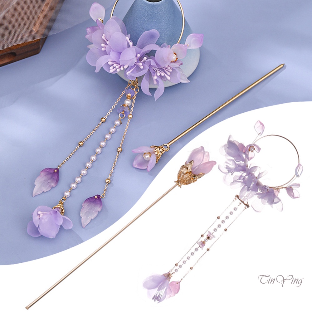 GETNOIVAS Trâm Cài Tóc Trung Hoa Bằng Lụa Thanh Lịch Cho Nữ