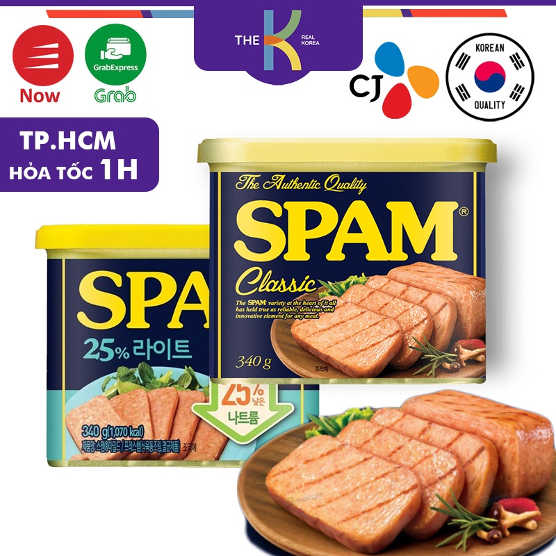 Thịt hộp Spam CJ hộp 340G - Hàng cao cấp Nhập khẩu trực tiếp từ Hàn Quốc - Vị truyền thống và Vị nhạt (ít muối)