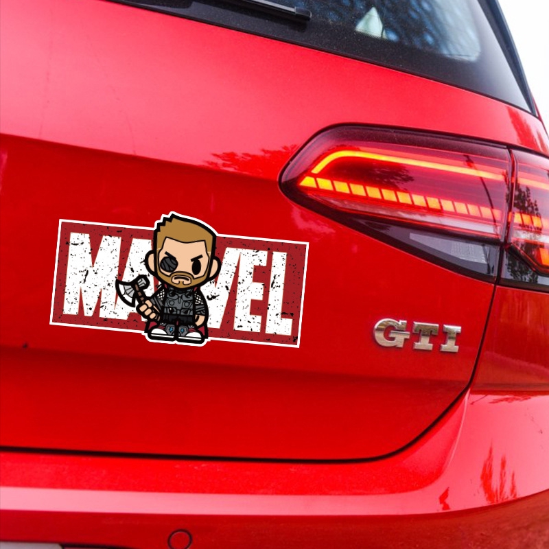 Miếng Dán 20x10cm Họa Tiết Ironman Spiderman Marvel Trang Trí Xe Hơi