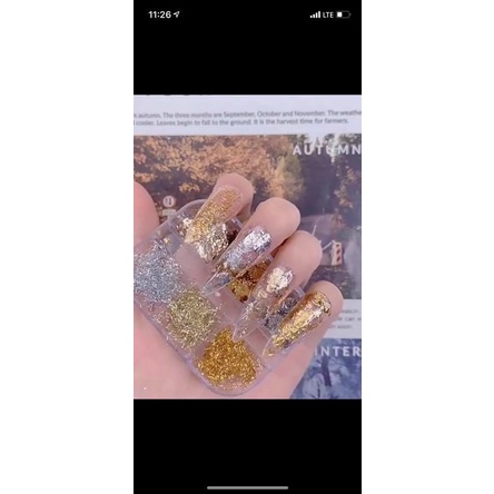 Nhũ ẩn trang trí móng tay   sét 6 hũ