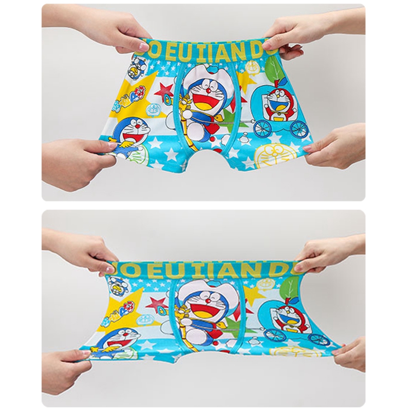 Quần Lót Boxer Cotton In Hoạt Hình Doraemon Đáng Yêu Cho Bé Trai 2-7 Tuổi