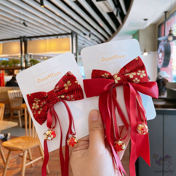 Kẹp Tóc Nơ Đỏ Họa Tiết Nhiều Thiết Kế Xinh Xắn Tùy Chọn Cho Bé Gái