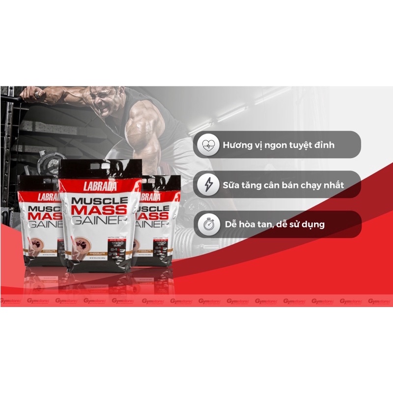 Sữa tăng cân Labrada Muscle Mass Gainer 12 Lbs (5443 g) nhập khẩu Mỹ phân phối Gymstore