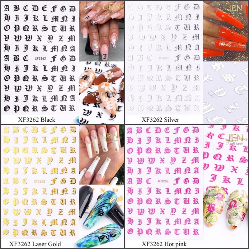 Sticker dán móng-hình dán nail chữ cái