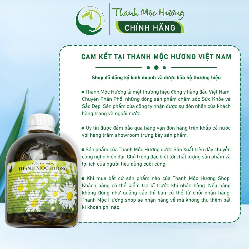 Nước súc miệng thảo mộc gia truyền Thanh Mộc Hương kháng khuẩn thơm miệng 500ml