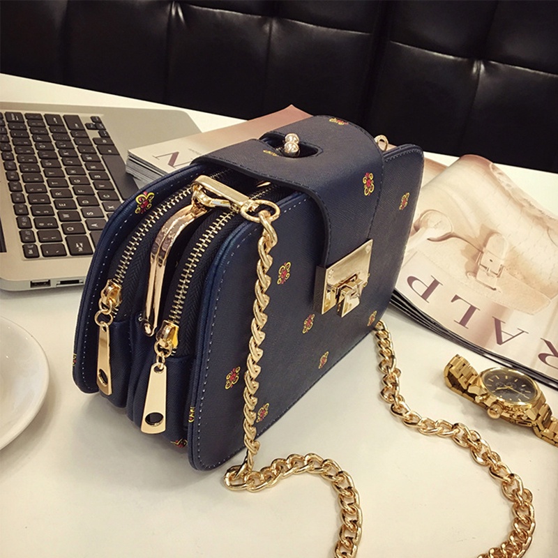 Túi đeo chéo IELGY có khóa in họa tiết thời trang cho nữ