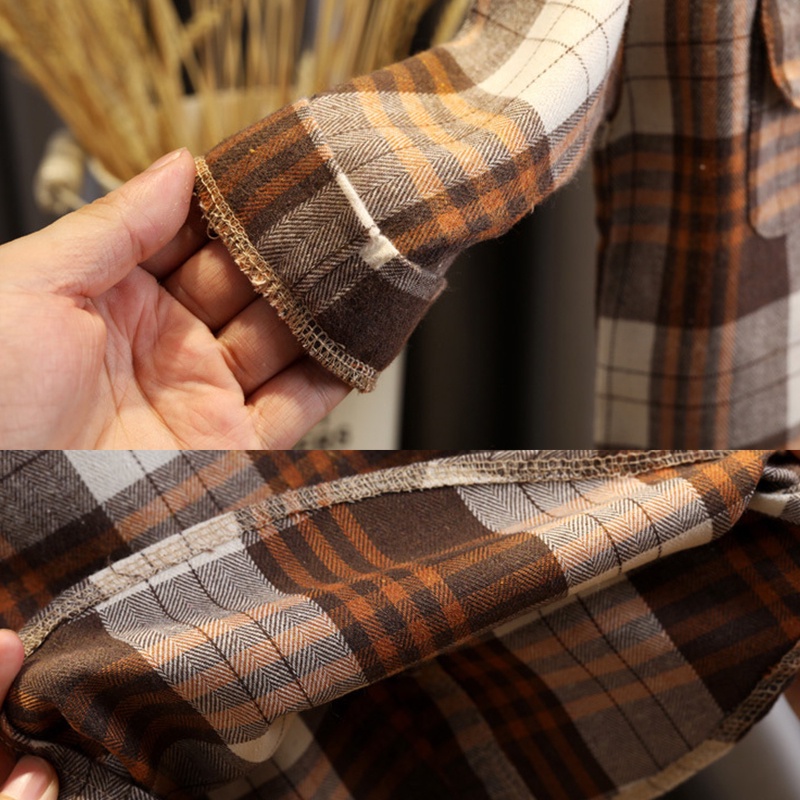 Áo Khoác Có Mũ Họa Tiết Sọc Caro Thời Trang Thu Đông Cho Bé