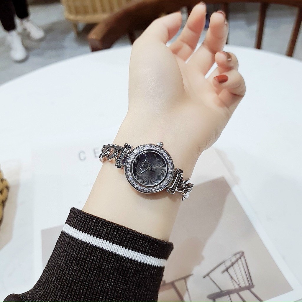 Hàng Cao Cấp -  Đồng hồ nữ KIMOMO 2831 mặt tròn đính đá - Hàng Nhật chính hãng