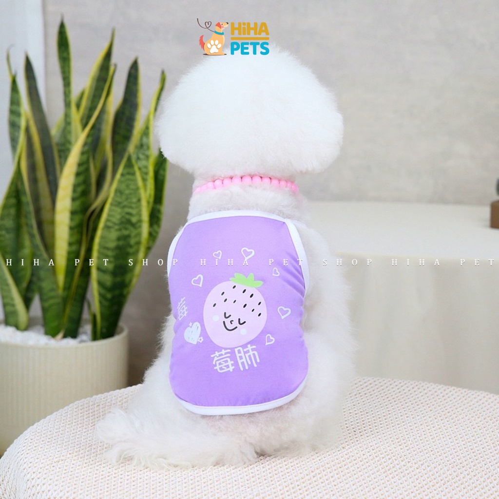 Quần Áo Thun Ba Lỗ Cho Chó Mèo Cotton 100% Quần Áo Thú Cưng 2 Dây Mát Mẻ Dễ Thương Hihapet.