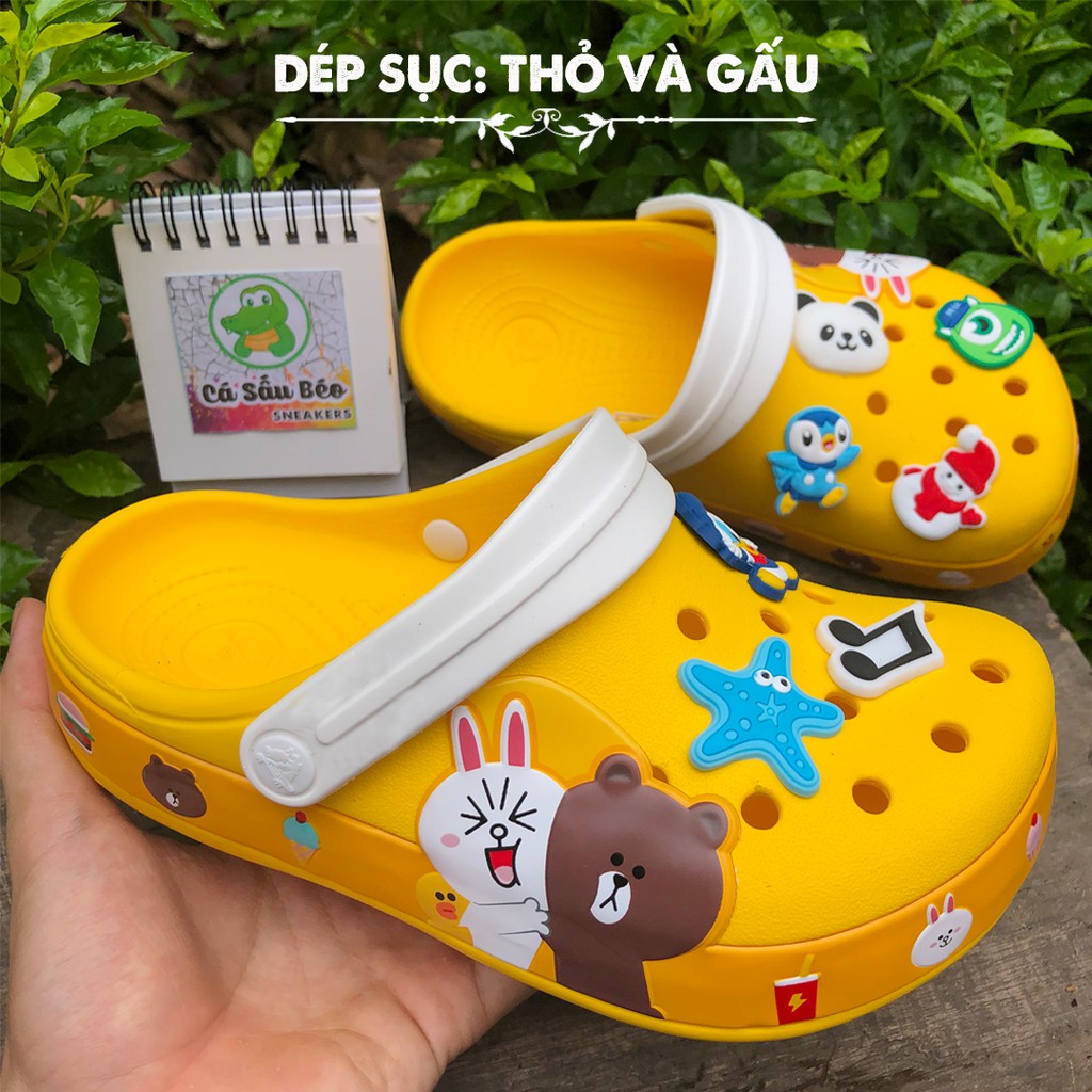 Dép sục cross cho bé THỎ VÀ GẤU chống trơn trượt siêu dễ thương. Hàng loại 1 full tag, full box hãng.