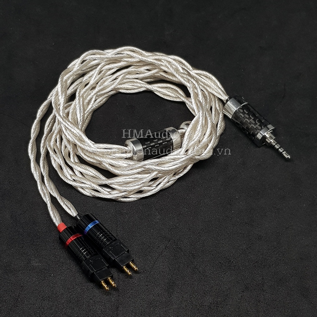 Dây tai nghe đồng mạ bạc OFC 1.8mm tết 4 - Connector Sennheiser HD650 HD600 HD660s HD25