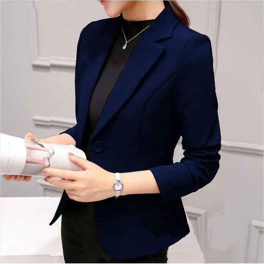 Áo khoác vest nữ blazer dáng ngắn kiểu Hàn Quốc 2 lớp chất liệu tuyết mưa mầu ...