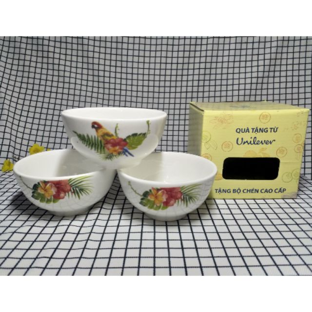 Bộ 3 chén sứ hình chim