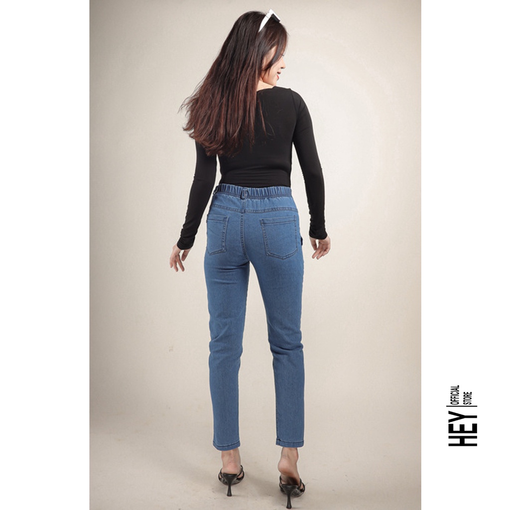 Quần jean nữ dáng baggy cạp chun, co giãn 4 chiều vải bò xuất khẩu có 3 màu, đủ size từ 40kg-80kg V193 - HEY OFFICAL | BigBuy360 - bigbuy360.vn