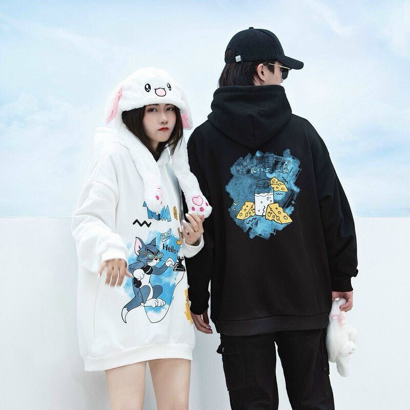 ÁO KHOÁC HOODIE NAM NỮ VẢI NỈ POLY UNISEX NAM NỮ, TOM JERRY | BigBuy360 - bigbuy360.vn
