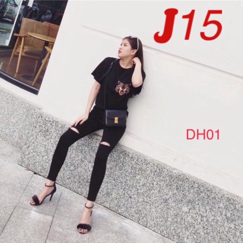 Sale! Quần jean nữ lưng cao ⚡️ Quần bò nữ dáng ôm cạp cao co giãn kiểu Rách Đùi | BigBuy360 - bigbuy360.vn