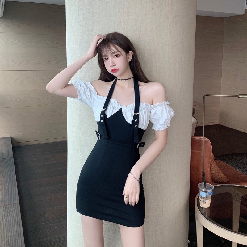 Đầm sơ mi dáng ôm tay ngắn mini Emilyshop