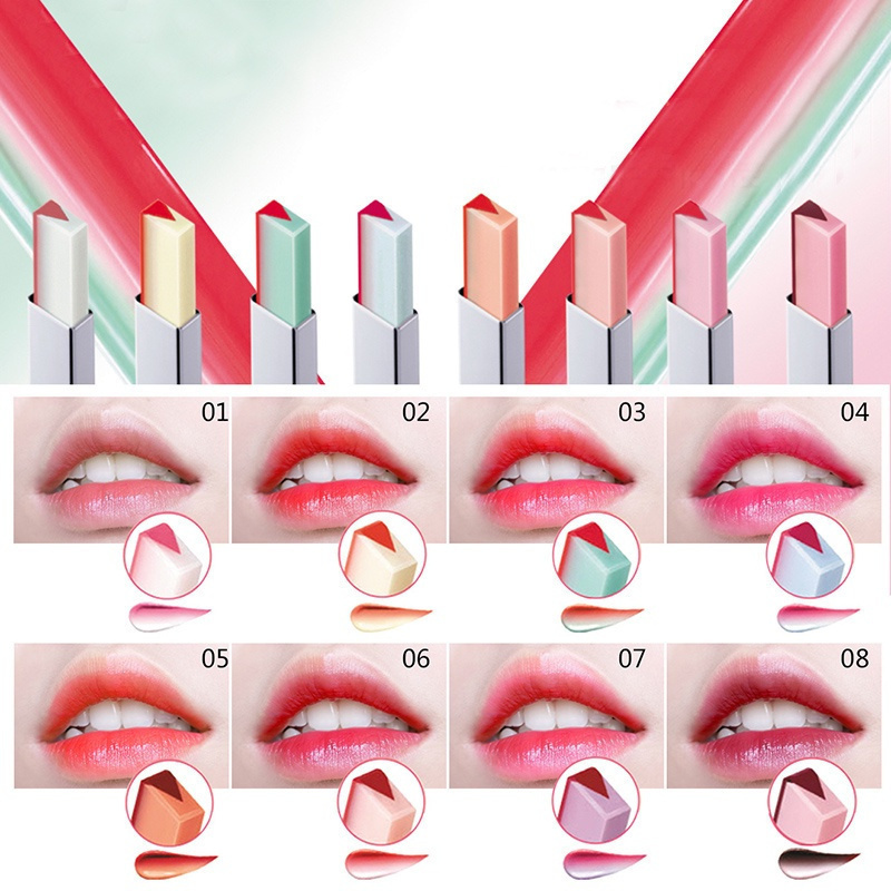 8 Color Gradient Color Lipstick V Cutting Two Tone Tint Silky Moisturzing Nourishing Lipsticks Balm Lip Cosmetic