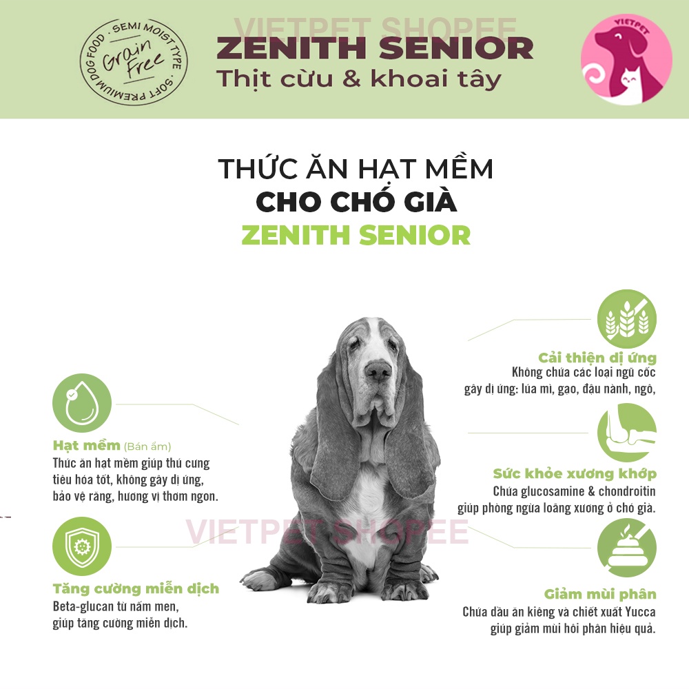 Thức ăn cho chó Zenith - Hạt mềm cho chó già - Rất thơm ngon và bổ dưỡng
