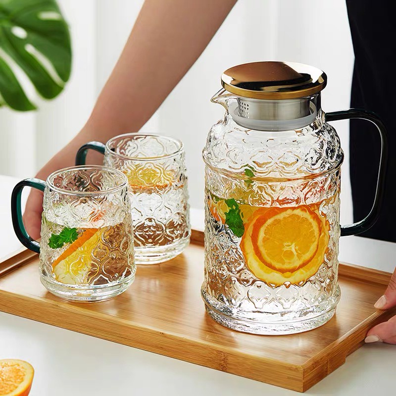 (HOT) Bình cốc hoa Hải đường 1.8L - Bình nước thủy tinh chịu nhiệt không chì p/c Bắc Âu