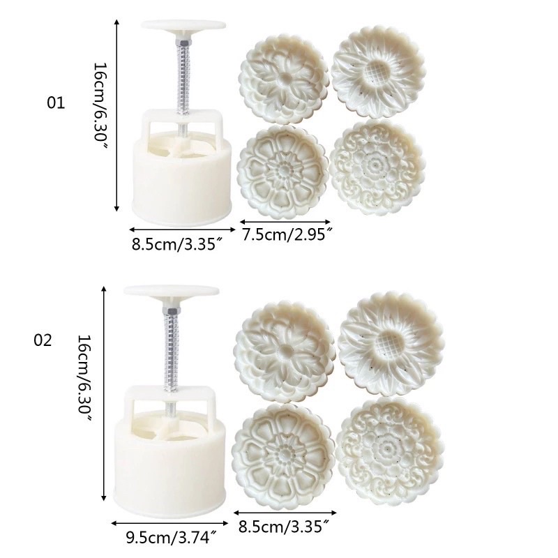 Khuôn trung thu lò xò 4 mặt hoa 150g/200g năm 2022