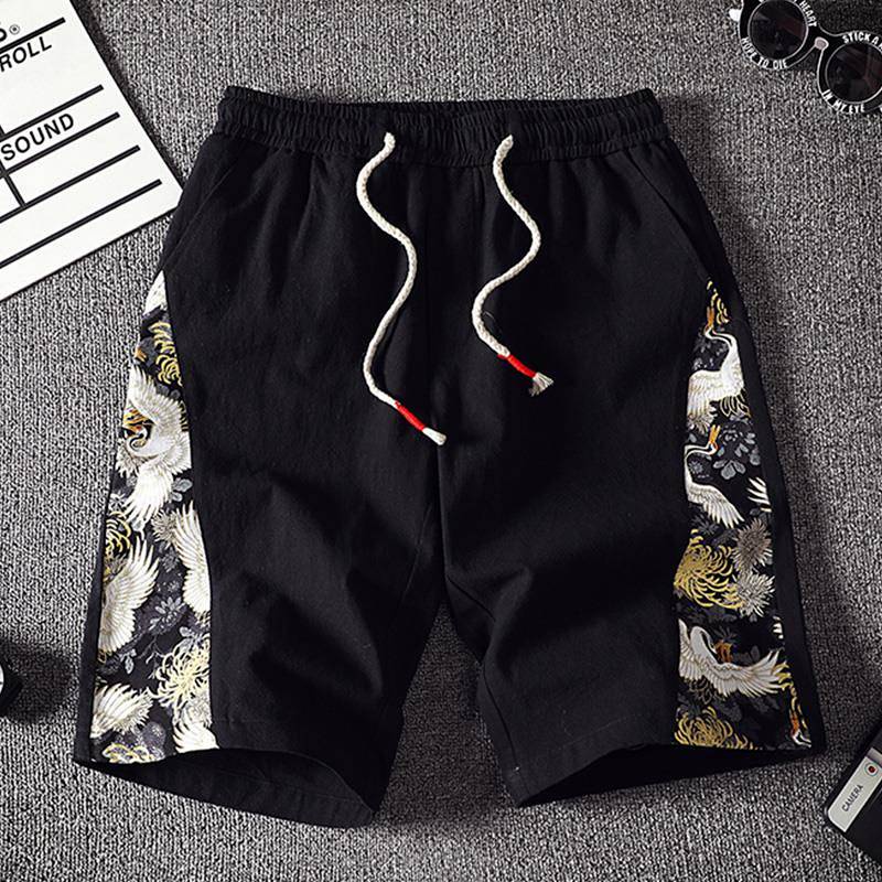 Summer Shorts Men's Cotton and Linen Casual Pants Loose and Elastic Beach Pants Trendy Fifth Pants White Fifth Pants Fifth Pants Fashion Menswear Q6l3