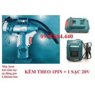 20V Máy bơm hơi tự động dùng pin Total TACLI2001 1PIN1SAC - Kèm theo 1 pin Lithium và 1 cục sạc