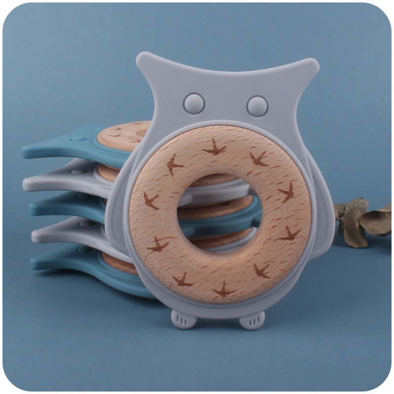 Đồ Chơi Ngậm Nướu Hình Chim Cú Hoạt Hình Bằng Silicone Dành Cho Trẻ Em