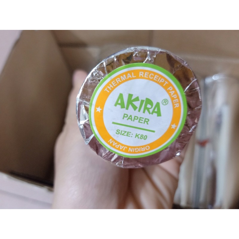 Giấy in nhiệt Akira k80 bọc bạc mực đen