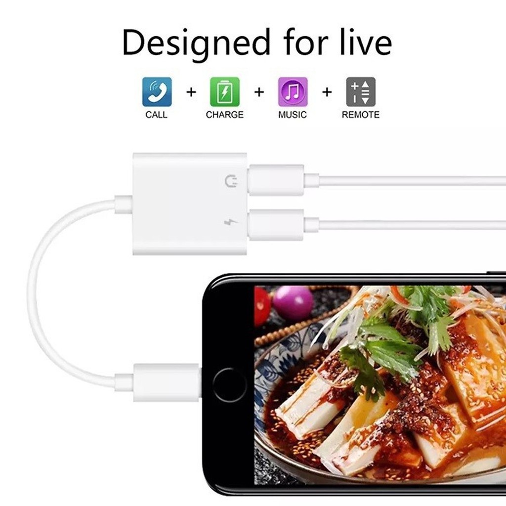Jack Chia Cổng IP🔴FREESHIP🔴 Giắc Chuyển Đổi 2 Cổng Vừa Sạc Vừa Cắm Tai Nghe Ổn Định Cho Các Dòng ip