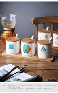 (Order) Bộ hũ đựng gia vị gốm sứ