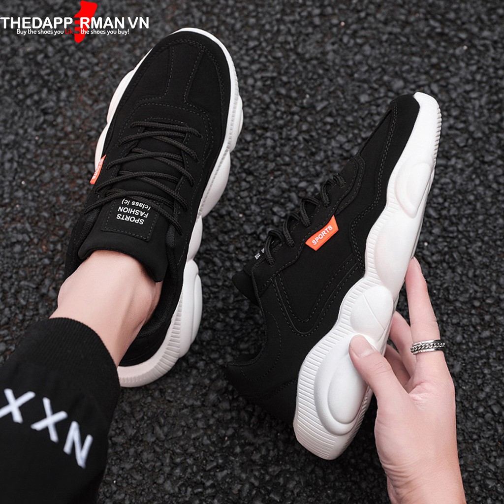 Giày thể thao sneaker nam THEDAPPERMAN XXD001 chất liệu da, đế cao su nhiệt dẻo, êm chân, chống trơn trượt, màu đen