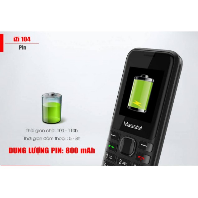 Điện thoại di dộng masstel IZI 104 - chữ to - 2 sim