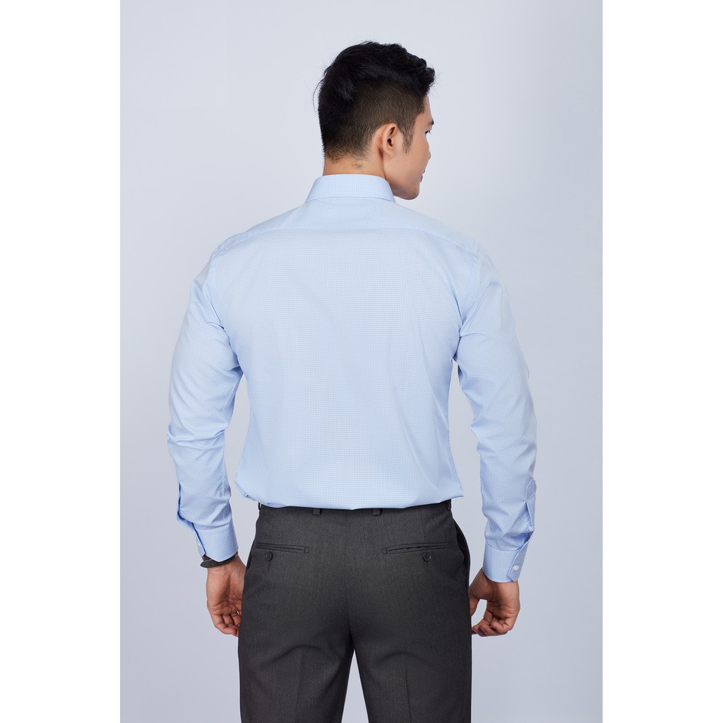 Áo sơ mi nam mattana Slim fit dài tay xanh ngọc chấm bi hoa văn MAM29200011711543