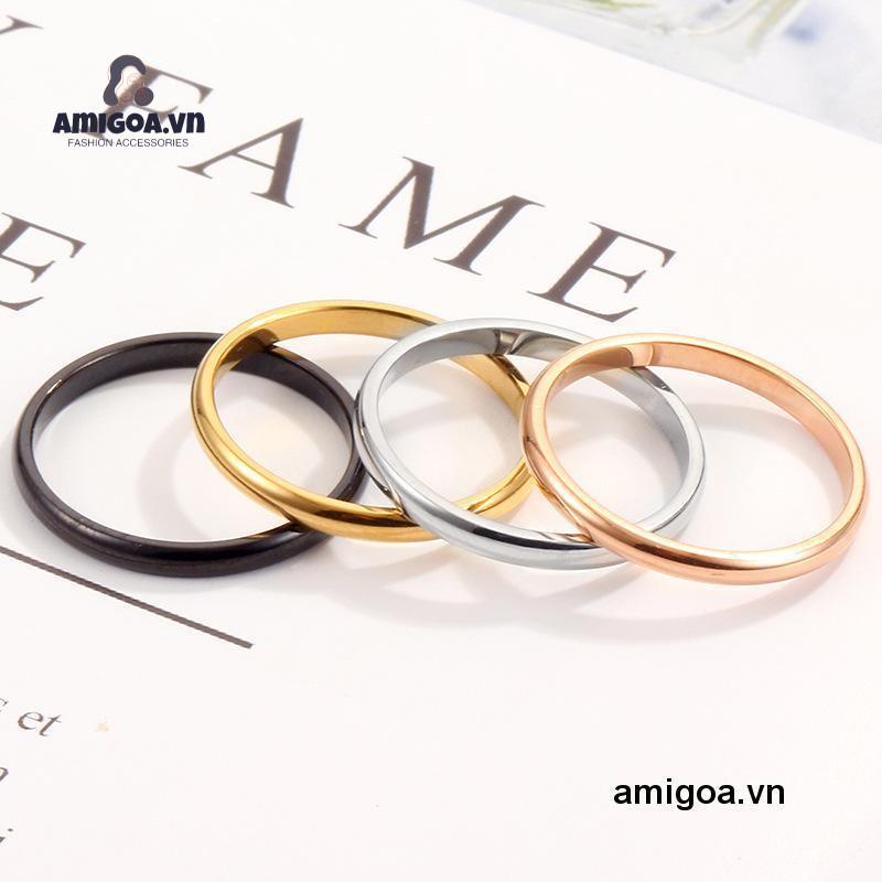✨✨Nhẫn Thép Titan Màu Vàng Hồng/Bạc Đính Đá Thời Trang Dành Cho Nữ