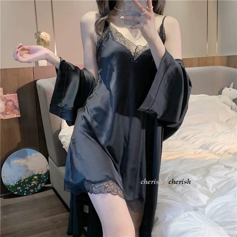 Váy ngủ 2 dây lụa satin sexy cao cấp Đầm mặc nhà gợi cảm quyến rũ Mã 02