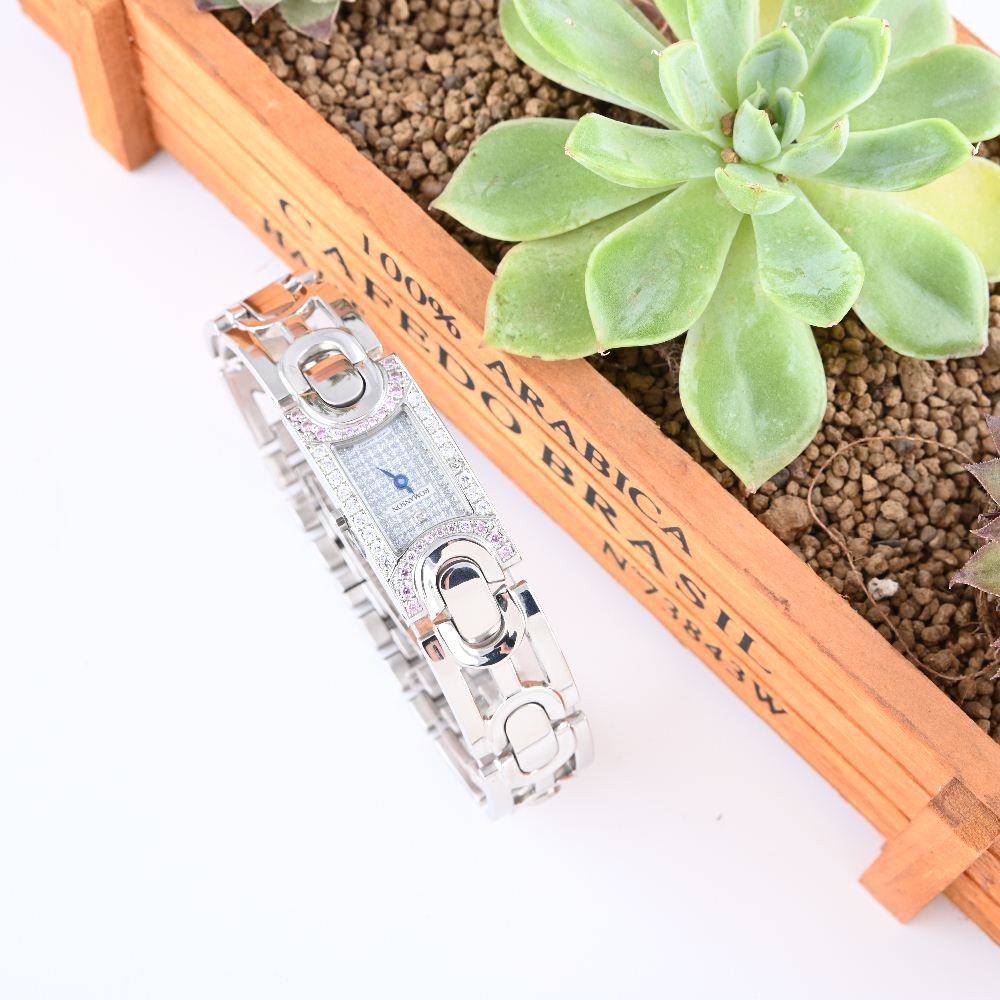 Đồng hồ Romanson Watch RM5168QLWWH nữ mặt nhỏ đính đá kính Sapphire chống xước, máy Thụy Sĩ, dây thép cao cấp chính hãng