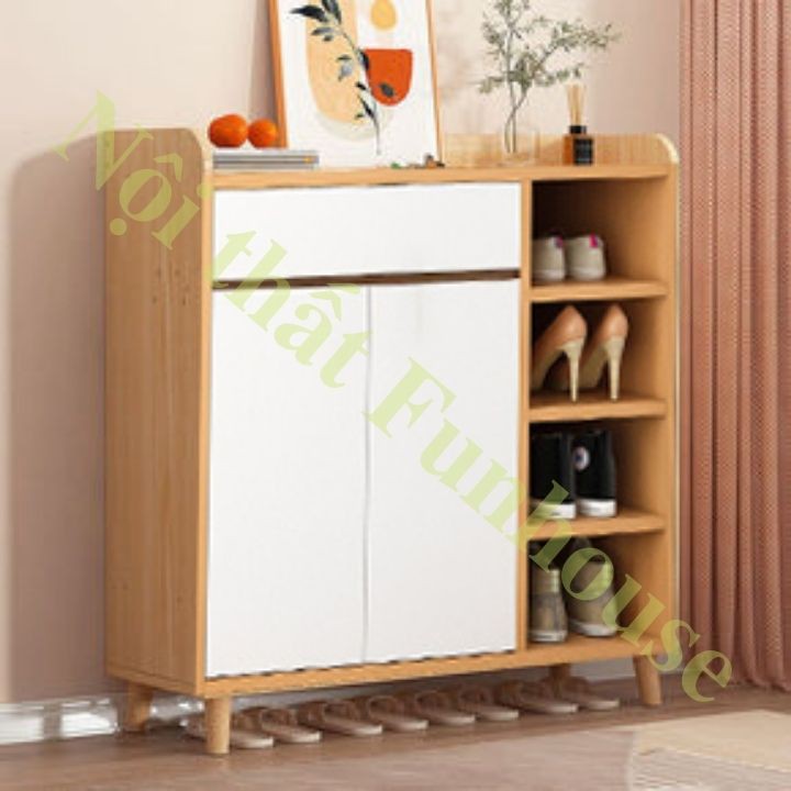 Kệ giầy gỗ thông minh 4 tầng tiết kiệm không gian. Tủ giầy thông minh hiện đại chất liệu gỗ MDF cao cấp