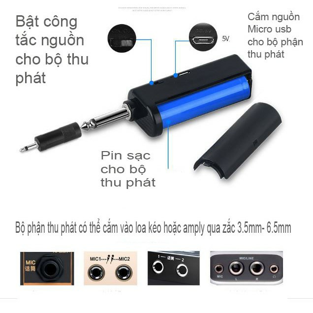 Micro không dây UHF chuyên nghiệp gồm 2 micro không dây F1 hát cực hay(Hàng nhập)