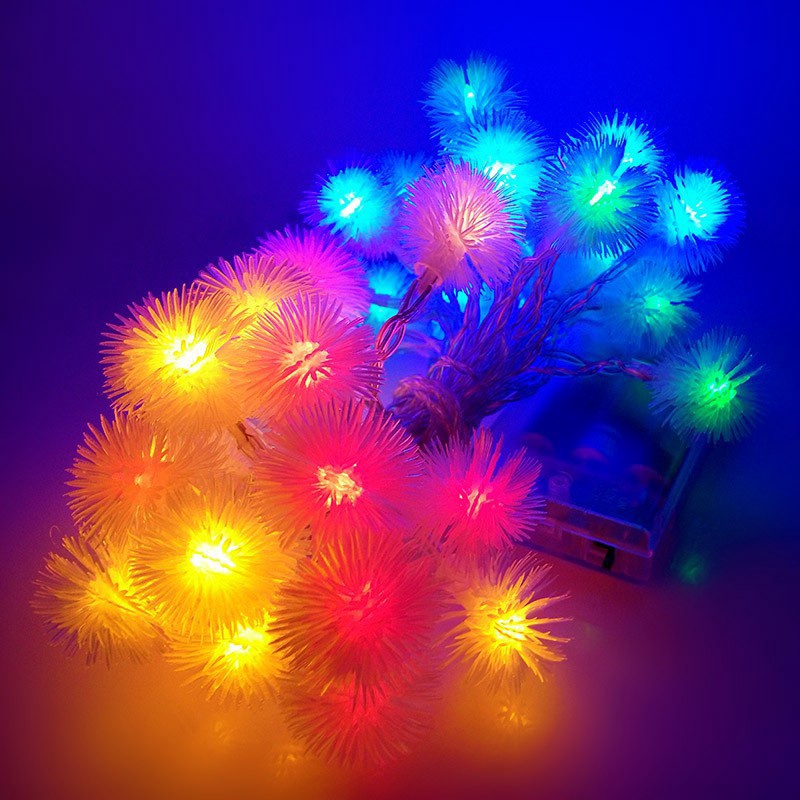 Dây đèn nháy hình hoa bồ công anh 6m 40 đèn cắm điện 220V, đèn led trang trí Noel giáng sinh, nội thất, lễ tết, dạ tiệc