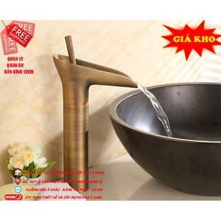 Vòi lavabo nóng lạnh đồng cổ điển kích thước 30cm cao cấp giá rẻ tại Quận 12,TPHCM