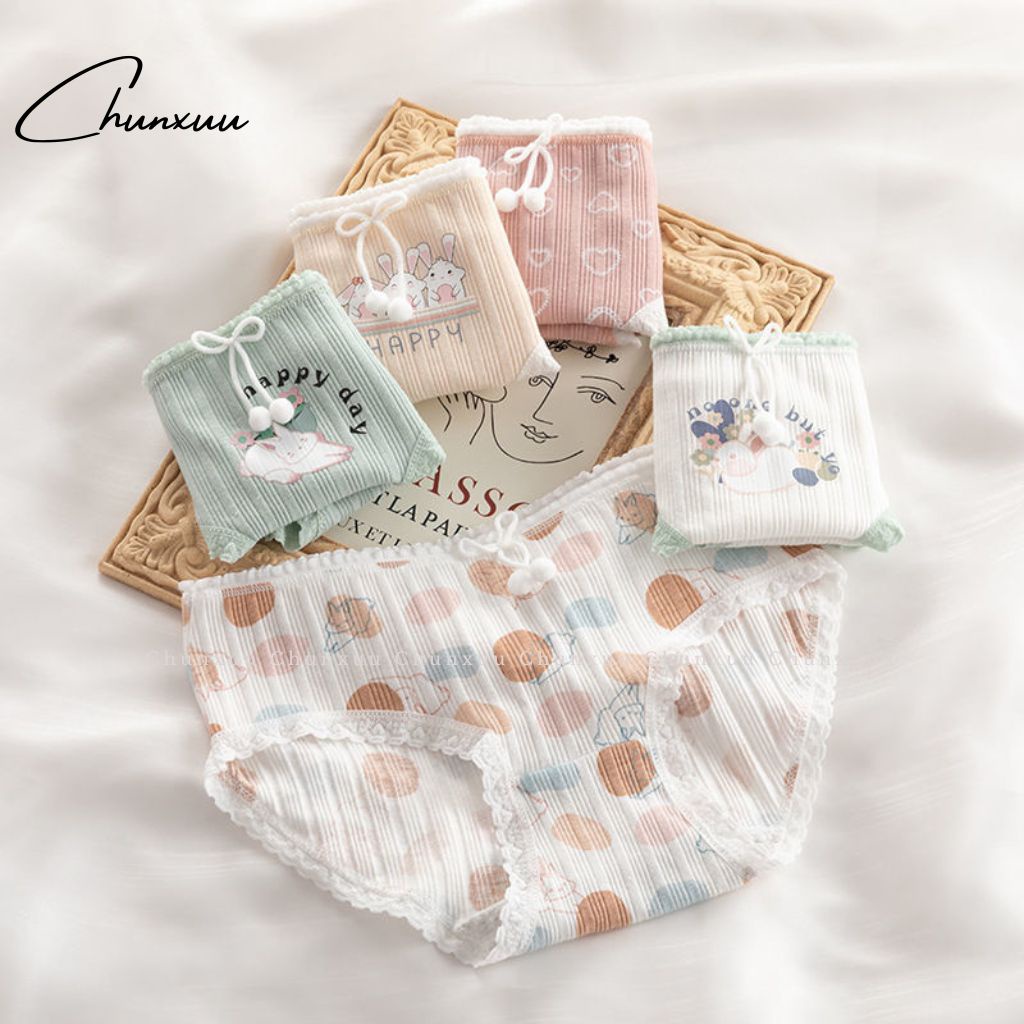 Quần lót nữ CHUNXUU vải cotton co dãn họa tiết thỏ dễ thương- QC119