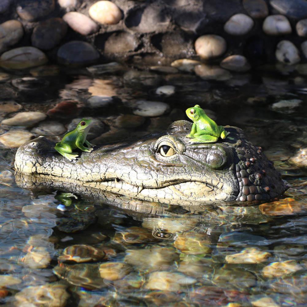 Artificial Crocodile Alligator Head Decoy Scare Duck Birds Decoration for Garden Pond Patio Pool